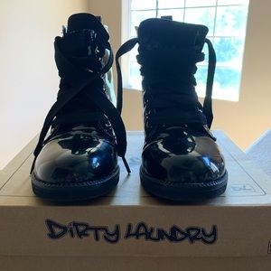 Dirty Laundry Black Patent Leather Combat Boots